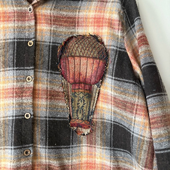 SOLD Bright Eyes Upcycled Flannel - Picture 6 of 10